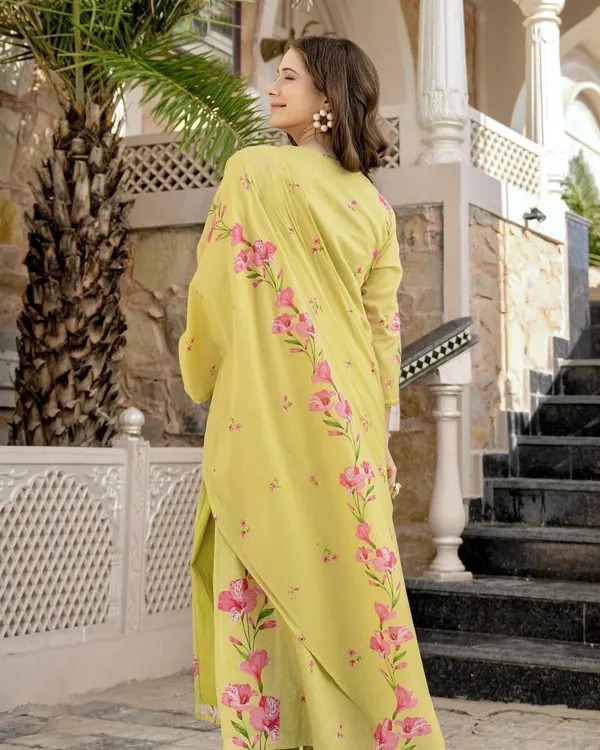 Yellow_Cotton_Floral_Printed_Embroidered_Kurta_Set_For_Women