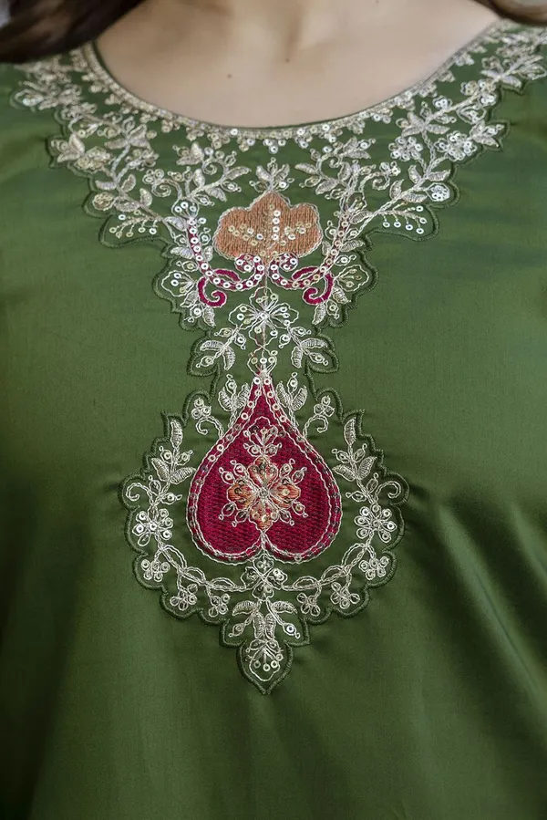 Olive_Green_Chanderi_Embroidered_Straight_Kurta_Set_For_Women