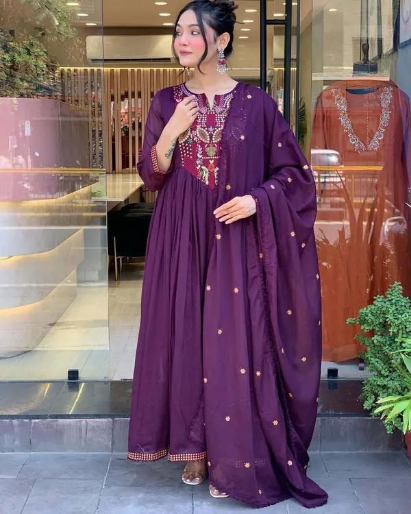 Purple_Chanderi_Embroidered_Anarkali_Kurta_Set_For_Women