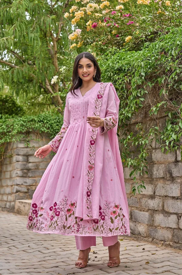 Pink_Chanderi_Silk_Anarkali_Embroidered_Kurta_Set_For_Women