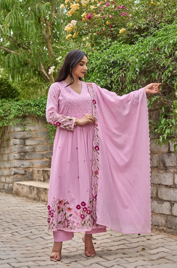 Pink_Chanderi_Silk_Anarkali_Embroidered_Kurta_Set_For_Women