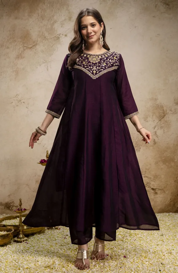 Purple_Vichitra_Silk_Straight_Embroidered_Kurta_Set_For_Women