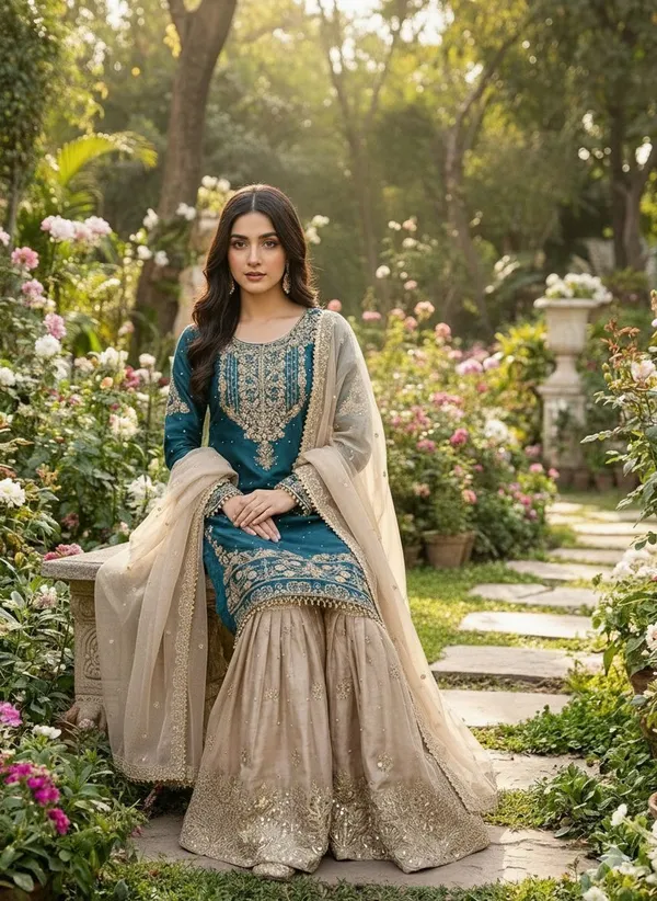 Dark_Blue_Silk_Embroidered_Kurta_Set_For_Women