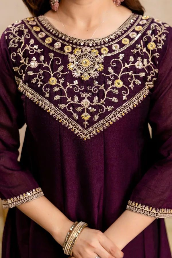 Purple_Vichitra_Silk_Straight_Embroidered_Kurta_Set_For_Women
