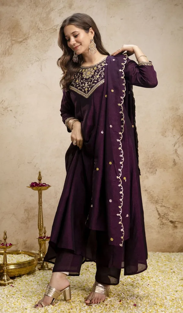 Purple_Vichitra_Silk_Straight_Embroidered_Kurta_Set_For_Women
