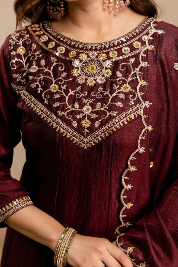 Multicolor_Vichitra_Silk_Anarkali_Embroidered_Kurta_Set_For_Women