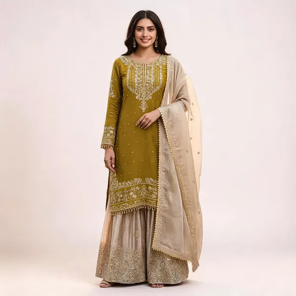Mustard_Gmy_Silk_Embroidered_Kurta_Trouser_Dupatta_Set_For_Women