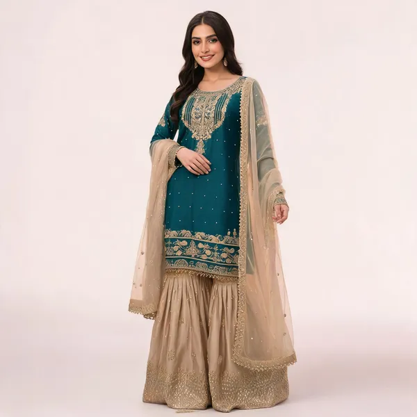 Dark_Blue_Gmy_Silk_Embroidered_Kurta_Trouser_Dupatta_Set_For_Women