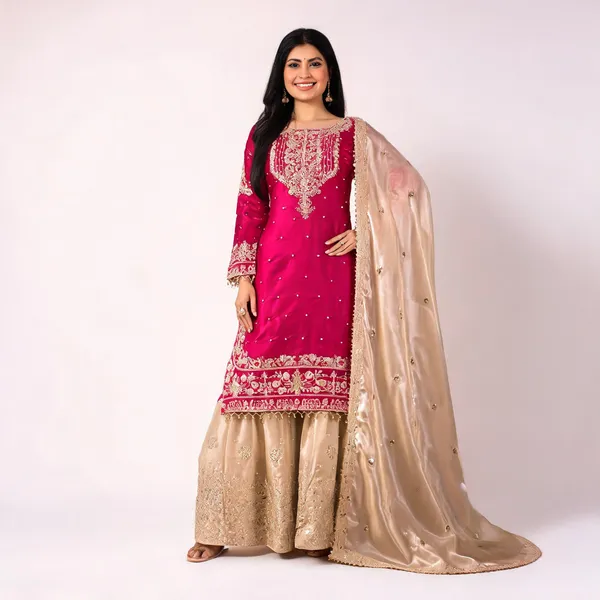 Pink_Gmy_Silk_Embroidered_Embellished_Kurta_Trouser_Dupatta_Set_For_Women