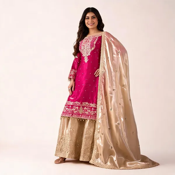 Pink_Gmy_Silk_Embroidered_Embellished_Kurta_Trouser_Dupatta_Set_For_Women