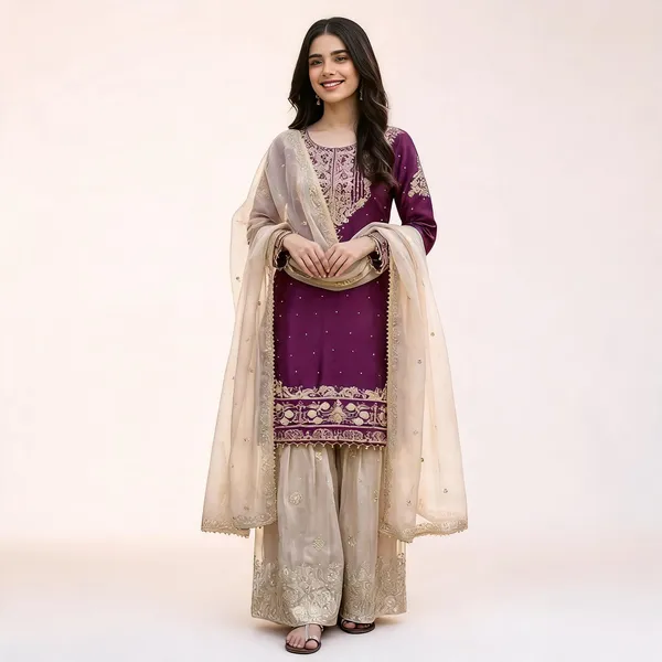 Purple_Gmy_Silk_Embroidered_Kurta_Trouser_Dupatta_Set_For_Women