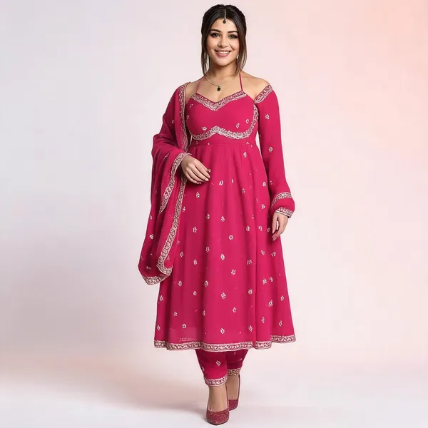 Pink_Cotton_Anarkali_Embroidered_Kurta_Set_For_Women
