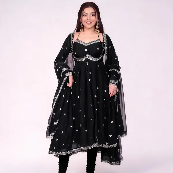Black_Georgette_Anarkali_Embroidered_Kurta_Set_For_Women