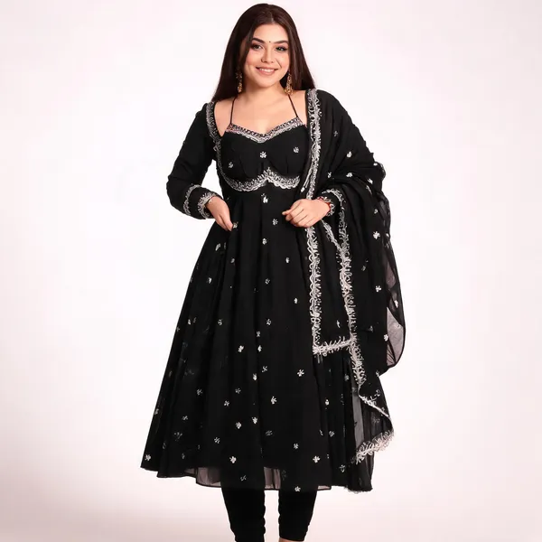 Black_Georgette_Anarkali_Embroidered_Kurta_Set_For_Women