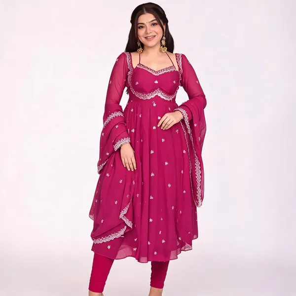 Pink_Georgette_Embroidered_Anarkali_Kurta_Dupatta_Set_For_Women