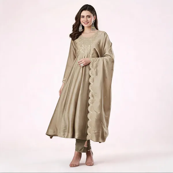 Beige_Silk_Blend_Anarkali_Embroidered_Kurta_Set_For_Women