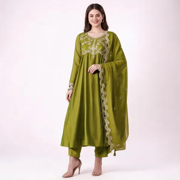 Green_Silk_Blend_Anarkali_Embroidered_Kurta_Set_For_Women