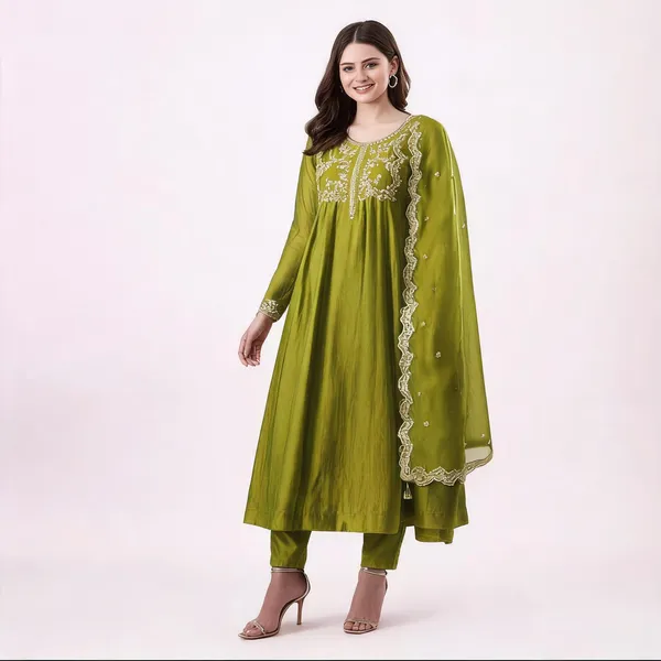 Green_Silk_Blend_Anarkali_Embroidered_Kurta_Set_For_Women