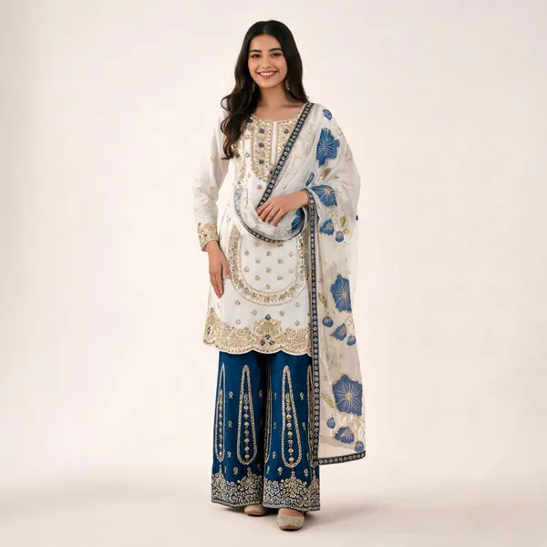 Blue_Cotton_Embroidered_Kurta_Set_For_Women