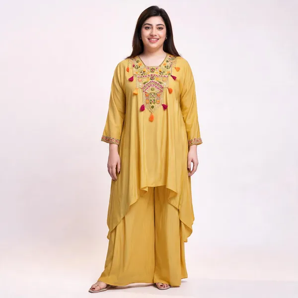Yellow_French_Crepe_A-Line_Embroidered_Kurta_Set_For_Women