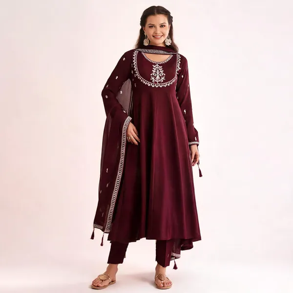 Wine_Art_Silk_Anarkali_Sequin_Embroidered_Kurta_Churidar_Set_For_Women