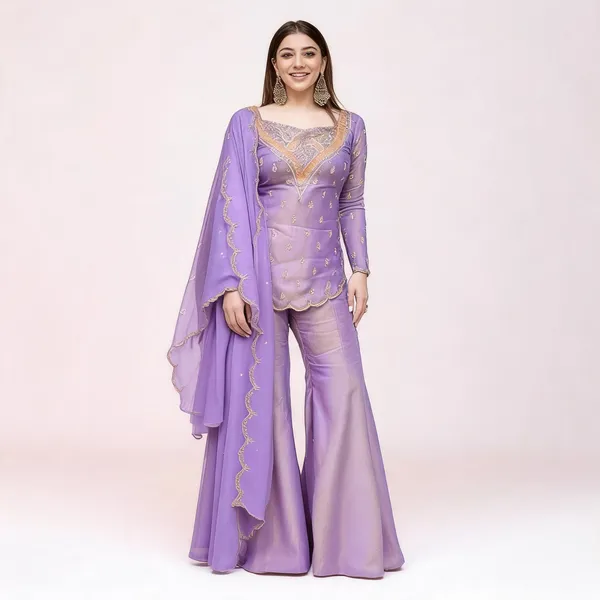 Purple_Art_Silk_Sequin_Embroidered_Kurti_Sharara_Set_For_Women