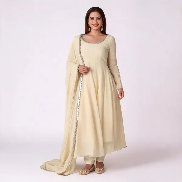 Cream_Georgette_Anarkali_Floor_Length_Kurta_Set_For_Women
