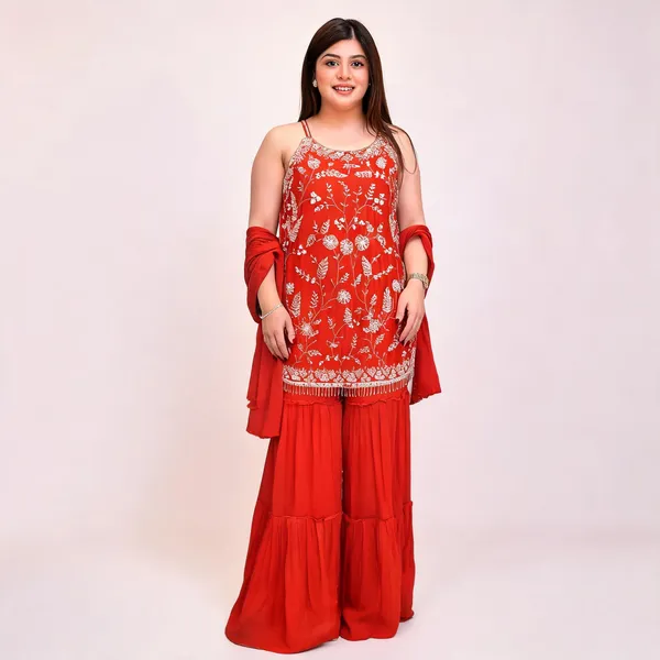 Orange_Polyester_Halter_Neck_Embroidered_Sharara_Set_For_Women