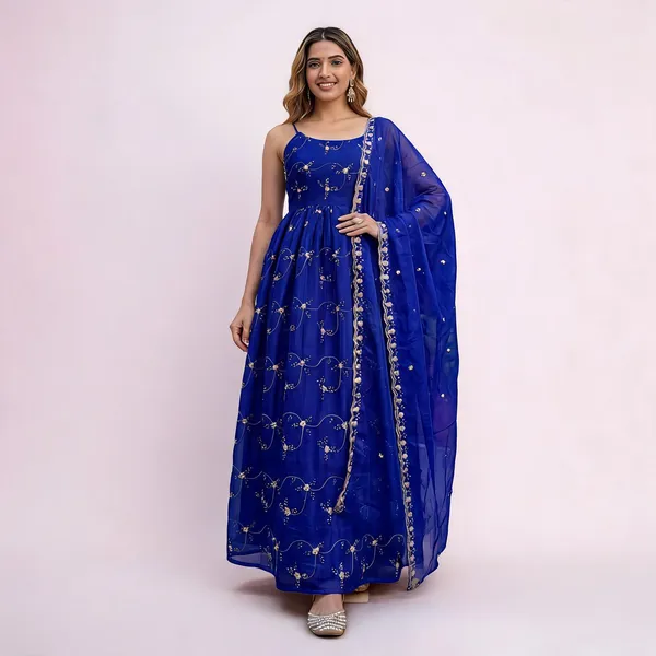 Blue_Organza_Sequin_Embroidered_Anarkali_Kurta_Set_For_Women