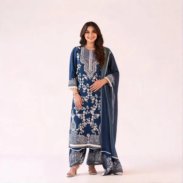 Navy_Blue_Cotton_Floral_Paisley_Print_Kurta_Palazzo_Set_For_Women