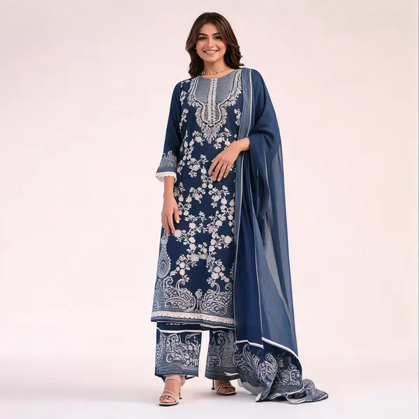 Navy_Blue_Cotton_Floral_Paisley_Print_Kurta_Palazzo_Set_For_Women