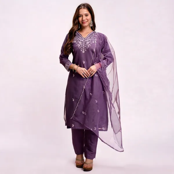 Purple_Chanderi_Embroidered_Kurta_Pant_Dupatta_Set_For_Women