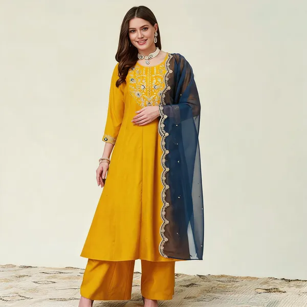 Yellow_Cotton_Blend_Paisley_Print_Palazzo_Kurta_Set_For_Women