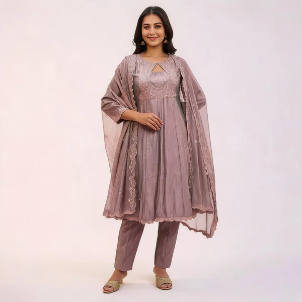 Purple_Silk_Blend_Straight_Zari_Floral_Embroidered_Kurta_Pant_Set_For_Women