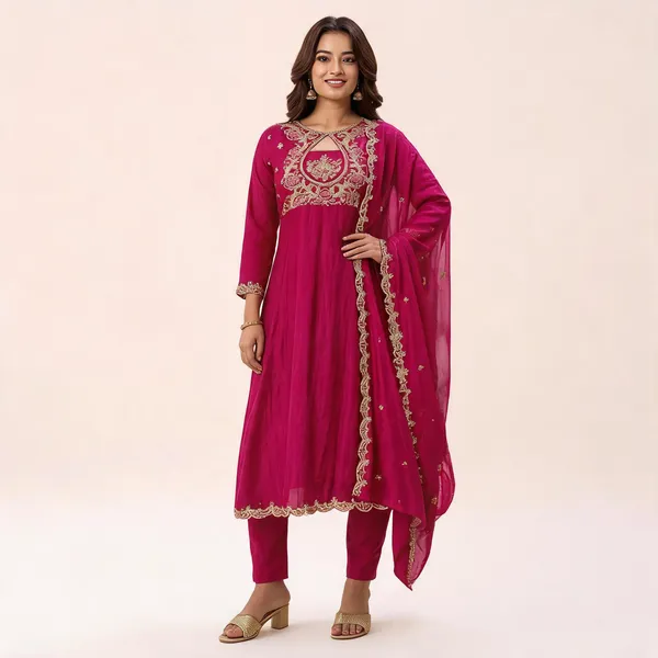 Pink_Silk_Blend_Zari_Floral_Embroidered_Kurta_Set_For_Women