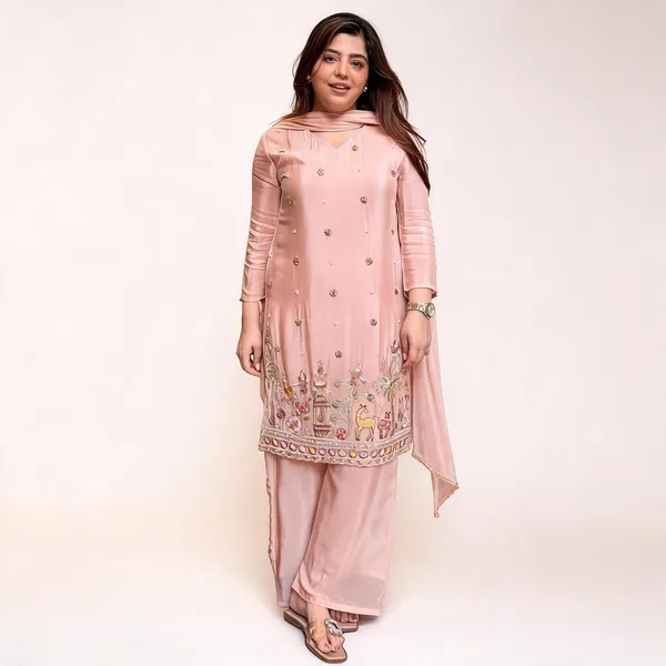 Peach_Crepe_Kurta_Palazzo_Dupatta_Set_For_Women