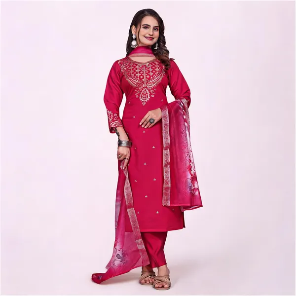 Pink_Chanderi_Zari_Embroidered_Yoke_Kurta_Pant_Set_For_Women
