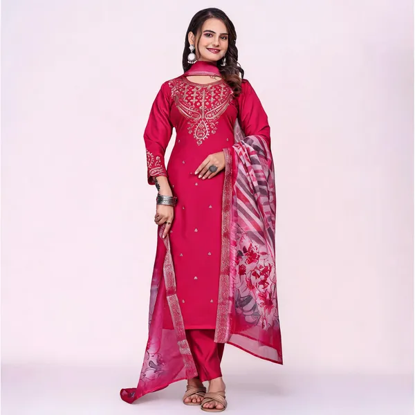 Pink_Chanderi_Zari_Embroidered_Yoke_Kurta_Pant_Set_For_Women
