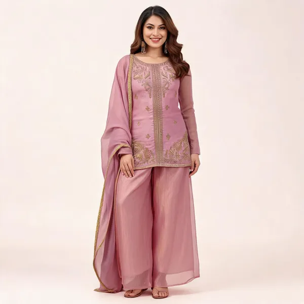Peach_Satin_Kurta_Pant_Dupatta_Set_For_Women