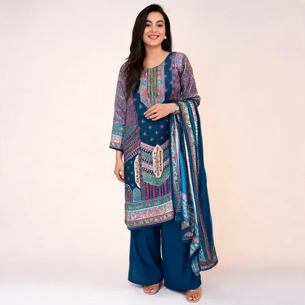 Dark_Blue_Viscose_Rayon_Kurta_Set_For_Women