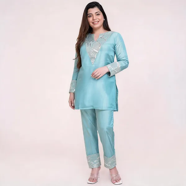 Blue_Satin_Straight_Embroidered_Kurta_Pant_Set_For_Women