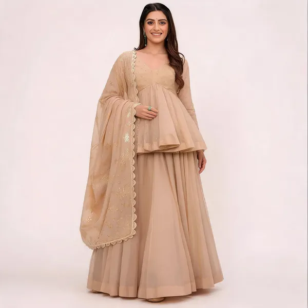 Beige_Georgette_Peplum_Mukaish_Embroidered_Ethnic_Top_Sharara_Set_For_Women