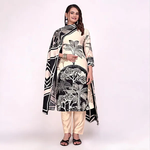 Beige_Crepe_Straight_Fit_Botanical_Print_Kurta_Set_For_Women