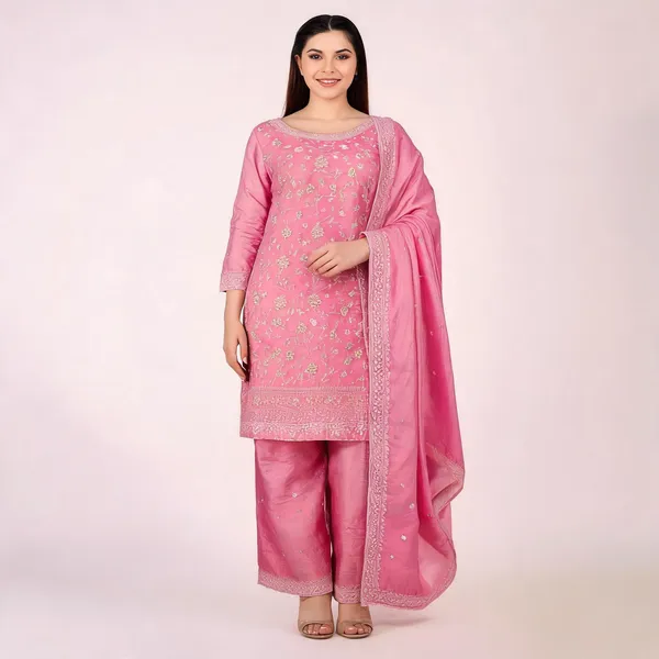 Pink_Art_Silk_Floral_Embroidered_Kurta_Palazzo_Dupatta_Set_For_Women
