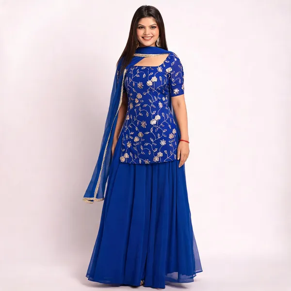 Blue_Georgette_Sequin_Embroidered_Flared_Sharara_Dupatta_Set_For_Women