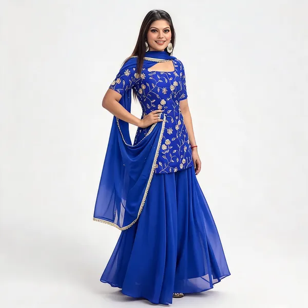 Blue_Georgette_Sequin_Embroidered_Flared_Sharara_Dupatta_Set_For_Women