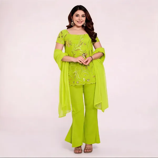 Green_Georgette_Straight_Sequin_Embroidered_Kurta_Set_For_Women