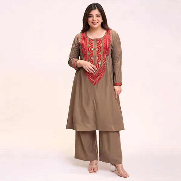 Brown_Crepe_A-Line_Mirror_Work_Kurta_Palazzo_Set_For_Women