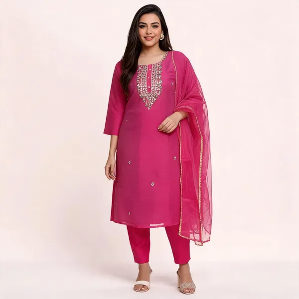 Pink_Chanderi_Straight_Sequin_Embroidered_Kurta_Set_For_Women