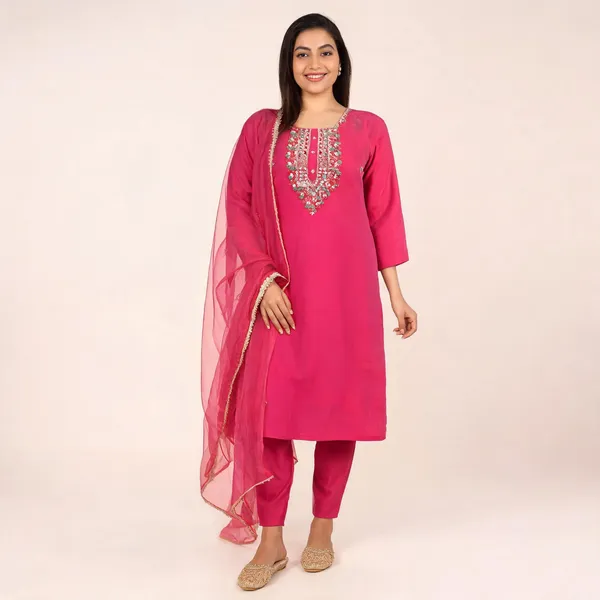 Pink_Chanderi_Straight_Sequin_Embroidered_Kurta_Set_For_Women